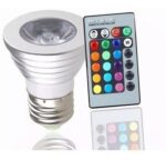 Foco Led Rgb 3w E27 multicolor 16 Colores Mas 4 modos control remoto