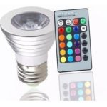 Foco Led Rgb 3w E27 multicolor 16 Colores Mas 4 modos control remoto