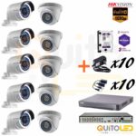 Kit 10 Cámaras de seguridad 1080P Hikvision, DVR 16CH Audio de Dos vias/Reconocimiento Facial/ Protección perimetral basada en algoritmo +Disco duro 2TB Purple