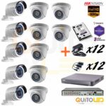 Kit 12 Cámaras de seguridad 1080P Hikvision, DVR 16CH Audio de Dos vias/Reconocimiento Facial/ Protección perimetral basada en algoritmo +Disco duro 2TB Purple