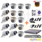 Kit 16 Cámaras de seguridad 1080P Hikvision,  DVR 16CH Audio de Dos vias/Reconocimiento Facial/ Protección perimetral basada en algoritmo +Disco duro 2TB Purple