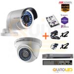 Kit 2 Cámaras de seguridad 1080P Hikvision , DVR de 4CH HD-TVI 1HDD 1080P + Disco duro 1TB Purple
