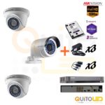 Kit 3 Cámaras de seguridad 1080P Hikvision, DVR de 4CH HD-TVI 1HDD 1080P + Disco duro 1TB Purple