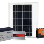 Kit solar básico Panel solar 100w + Inversor de corriente 1000w+ Controlador de carga 20A +1 Bateria 12V 50AH
