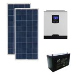 Kit De Energía Solar para 650w con paneles solares ,controlador de carga , batería e inversor hibrido 3Kva